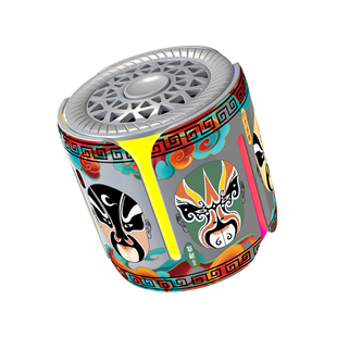 国风脸谱迷你金属旋转蓝牙音响户外便携TWS互联小音箱炫彩灯光