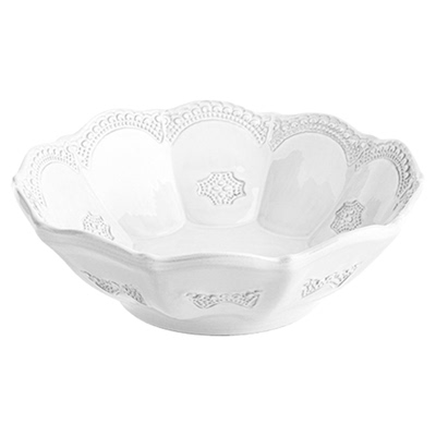 黑陶土餐盘浮雕蕾丝餐具沙拉碗