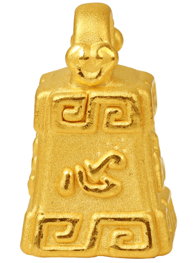 黄金称心如意秤砣DIY手链文玩手串配件3D硬金足金999小吊坠编绳