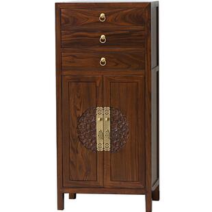 新中式立柜老榆木斗柜客厅小边柜茶叶柜原木复古储物柜榫卯置物柜