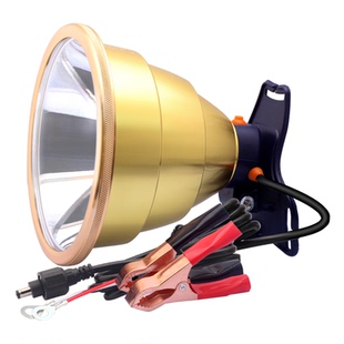 12V头灯强光聚光大光圈远射宽电压外接电源夹电瓶带稳压夜钓灯