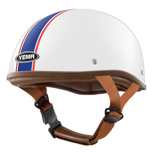 野马电动摩托车头盔3c认证男女夏季四季瓢盔灰哈雷半盔复古安全帽