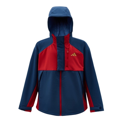 adidas阿迪达斯户外防风加绒保暖连帽外套春男大童梭织夹克KV7009