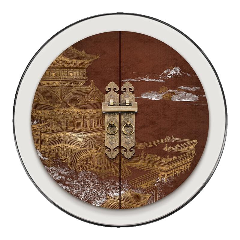 新中式玄关圆形清明上河图挂画