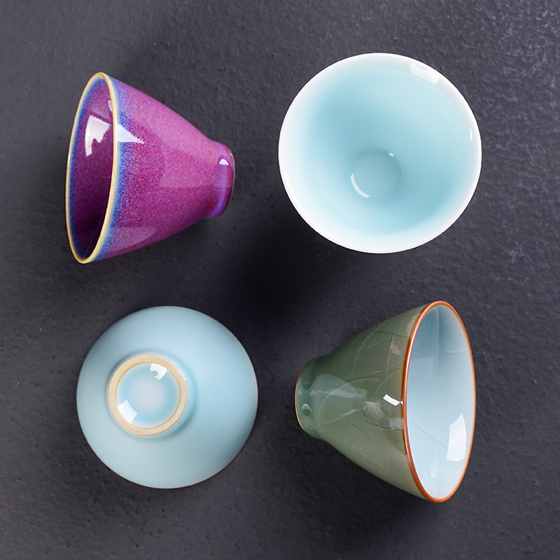 官哥汝定钧窑陶瓷功夫小茶杯家用茶碗品茗杯单茶具斗笠主人茶盏