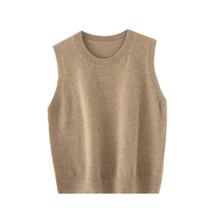 秋冬新款100%纯山羊绒背心女内搭外穿短款无袖吊带马甲上衣针织衫