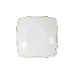 双金线骨瓷菜盘中式家用陶瓷盘子金边创意深盘碟四方形装炒菜碟子