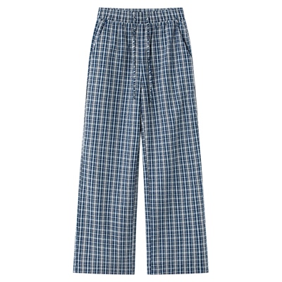 CLIMAX VISION轻薄干爽复古宽松泡泡格纹廓形休闲长裤男直筒裤