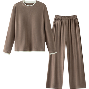 睡衣女款带胸垫双面德绒加厚秋冬季可外穿保暖套头磨毛家居服套装