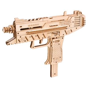 UZI乌兹木制拼装玩具枪PRO冲锋枪单连发cs吃鸡手枪步枪木质皮筋枪