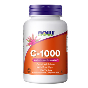 NOW foods维生素C1000mg天然无糖免疫玫瑰果缓释VC正品250片诺奥