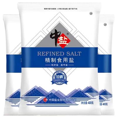 食用盐400克加碘精制盐家用厨房烹饪炒菜腌制细盐健康井矿盐