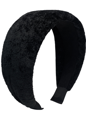 新款简约休闲黑色丝绒宽边发箍女