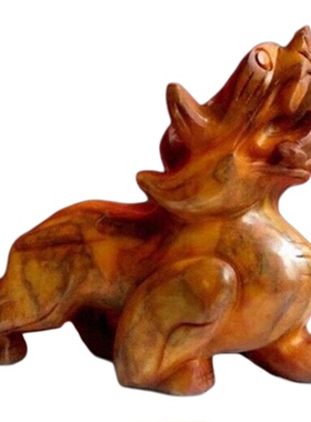 雌雄大号雕刻天然泰山红玉招财