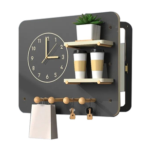 电表箱遮挡装饰画带钟表洞洞板挂钩北欧风配电箱挂钥匙翻盖挂衣钩
