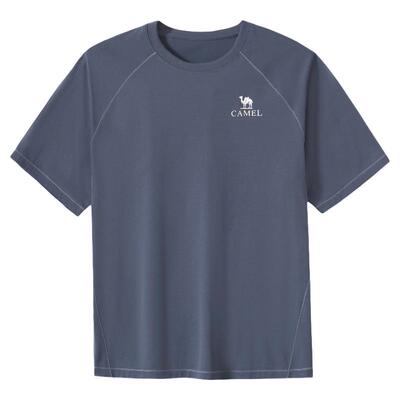 【3A抗菌】骆驼男装圆领T恤男2025夏弹力透气宽松凉感短袖上衣男