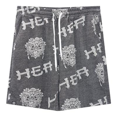 HEA 经典提花国潮醒狮新款短裤简约五分裤运动男棉感暗纹休闲通勤