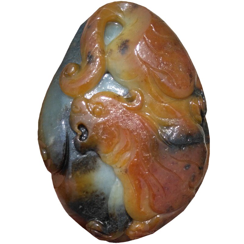 和田玉红皮白玉籽料生肖虎吊坠
