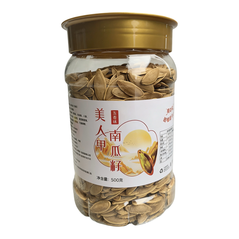 天目南瓜子新货大美甲南瓜籽五香味500g罐装黄金甲长粒南瓜子
