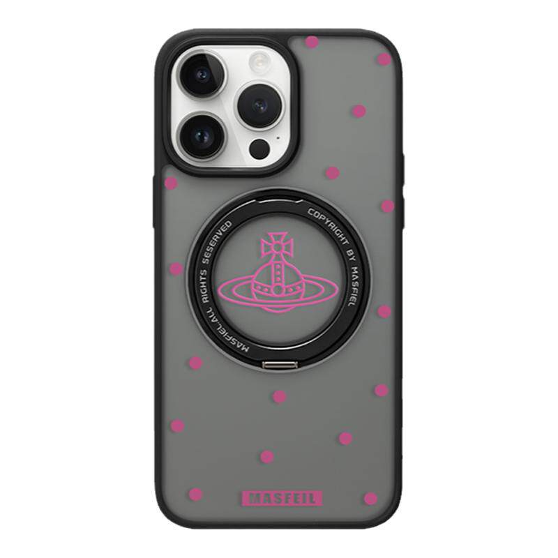 ANGYING × 波点土星适用苹果17promax手机壳iPhone16pro新款带支架ip13全包15磁吸支点14网红高级Fo5套