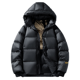 啄木鸟黑金羽绒服男士短款冬季加厚保暖防寒鹅绒服情侣冬装女外套