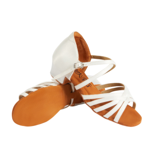 白色拉丁舞鞋儿童女软底新款训练跳舞女童交谊摩登专业维族跟鞋子