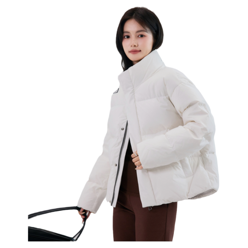 雪中飞2025冬新款女士短款羽绒服小个子立领肯豆风设计感时尚厚