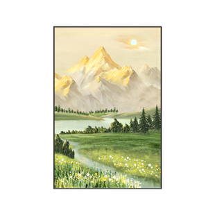 日照金山客厅装饰画靠山图沙发背景墙挂画新款山水画入户玄关壁画