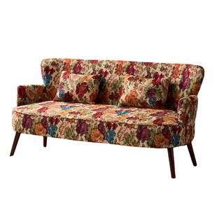 美式复古布艺沙发小户型客厅卧室服装店接待民宿风花布双人小沙发