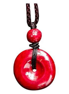 朱砂平安扣挂件原石本命年吊坠