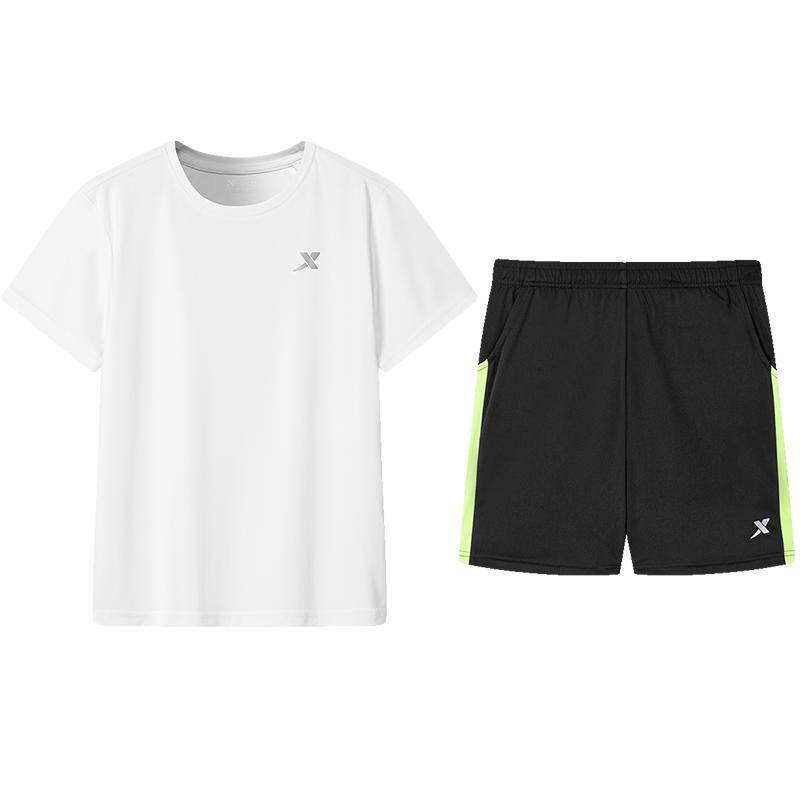 特步童装男童短袖套装夏季新款儿童速干舒适两件套中大童短裤短T