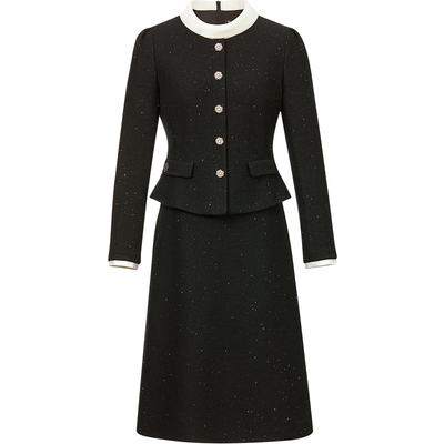 珂莱同款气质拼接假两件连衣裙女