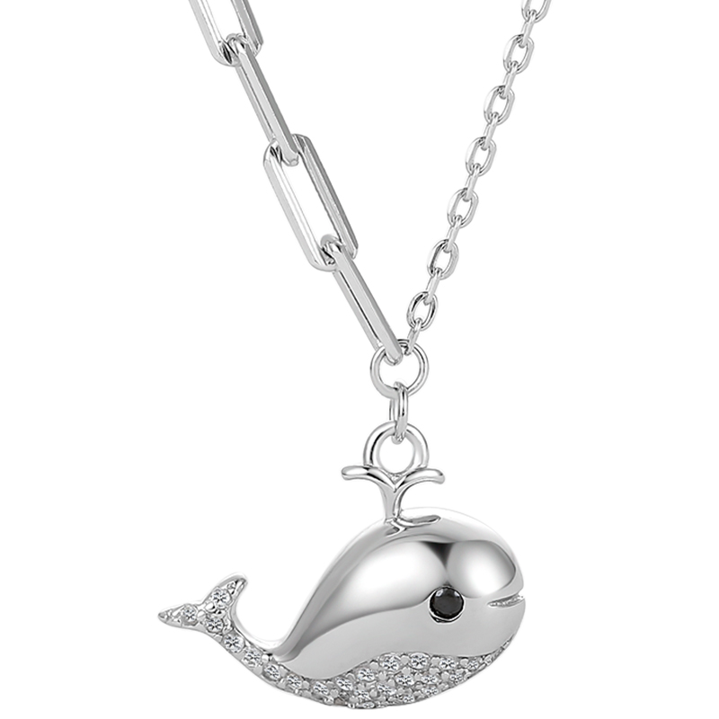 周六福S925小鲸鱼纯银项链女2023年潮吊坠简约可爱设计感锁骨链