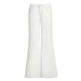 白色低腰微喇牛仔裤女美式辣妹阔腿裤宽松显瘦不贴腿拖地喇叭裤子