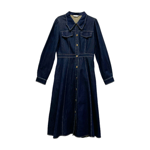 it'real瑞尔春秋季新款复古休闲显瘦长款牛仔连衣裙女