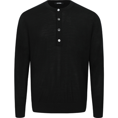 lezora美丽奴羊毛亨利领针织衫