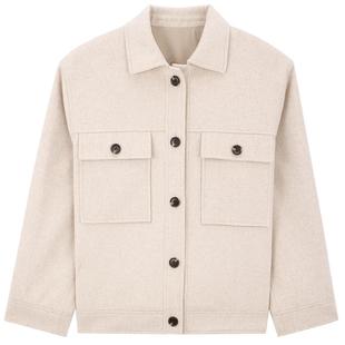 MB MindBridge百家好女装羊毛大衣2025年韩版冬季短款毛呢外套