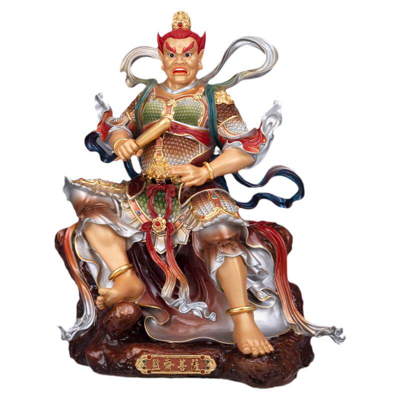 台湾铜彩绘监斋菩萨斋堂护法摆件