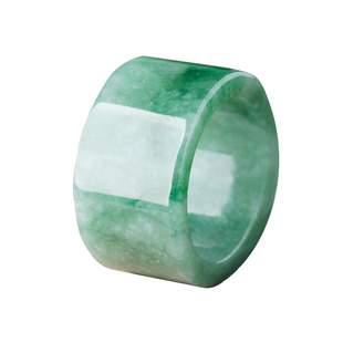 正品A货保真天然翡翠扳指 玉戒指宽边玉石指环女大圈口玉扳指男款