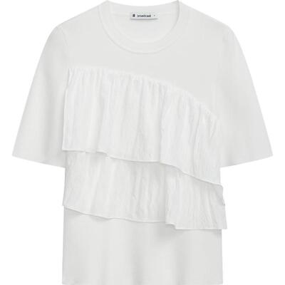 播优雅设计感拼接短袖上衣女商场同款夏新款别致t恤BDR2SD1109