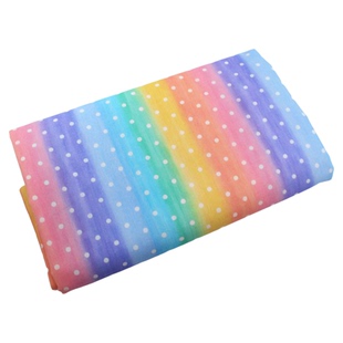 渐变七彩虹色水玉波点条纹府绸纯棉 上衣连衣裙童装娃衣床品布料