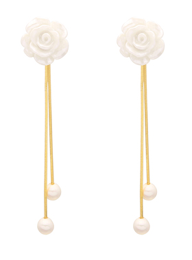 春夏山茶花法式复古耳钉耳夹女