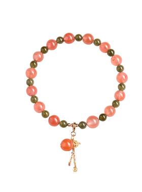 天然冰飘南和田玉碧玉手链女款超级锦鲤好运手串提溜花丝葫芦喜乐