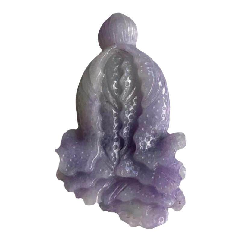 缅甸翡翠吊坠紫色白菜吊坠挂件