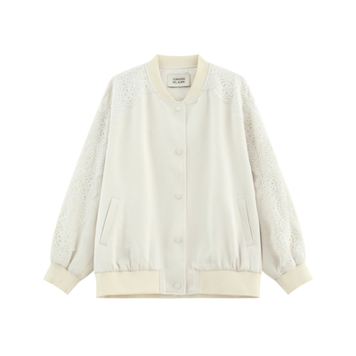 蕾丝拼接棒球服夹克外套