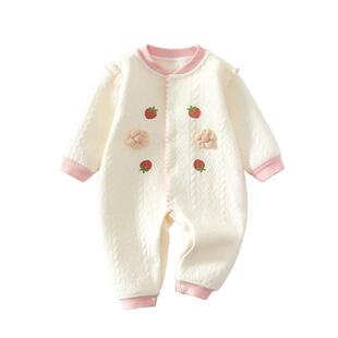 婴儿衣服秋冬夹棉连体衣女宝宝公主甜美哈衣春秋外穿a类纯棉春装8