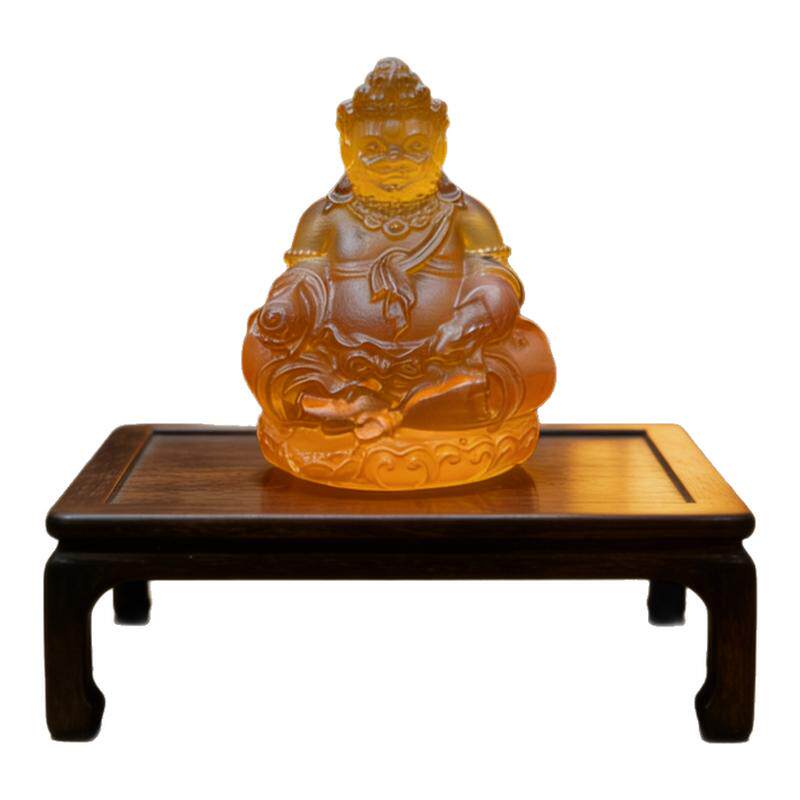 古法琉璃黄财神小摆件佛像招财