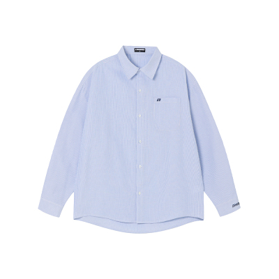 FORNINES刺绣条纹长袖衬衫