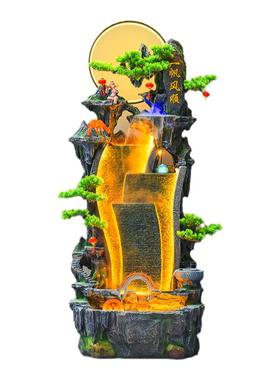 假山流水喷泉落地摆件合成树脂