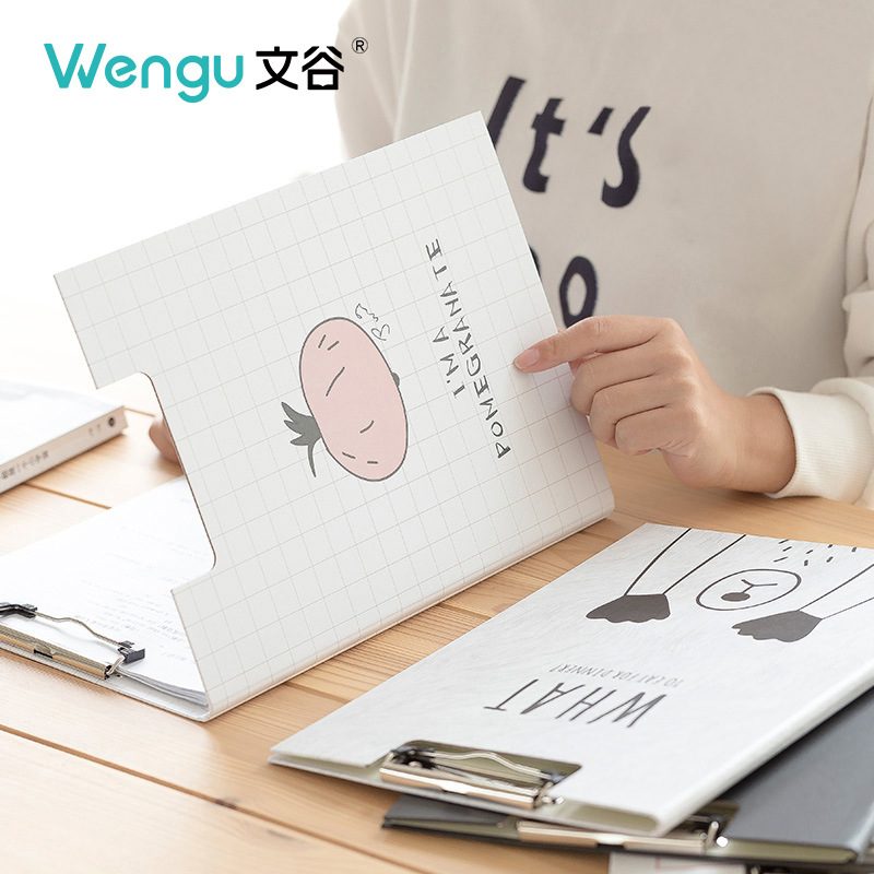 新品 文谷可爱卡通A4书写板夹纸质双板单夹写字垫板考试文件夹资